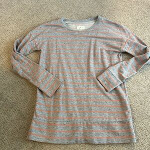 Lout & Grey Grey Striped‎ Tunic Sweatshirt with Zip on One Side Size Extra Small